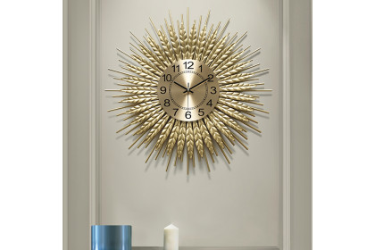 Homary™ 3D Sunburst Metal Oversized Wall Clock Wheat - 23.6"W x 23.6"H
