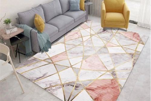 Homary™ Abstract Rectangle Rug Indoor Area Rug - 5" x 7", Pink