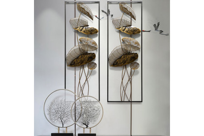 Homary™ 2 Pieces Metal Lotus Leaves Wall Decor with Rectangle Frame - Black