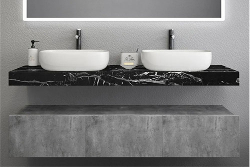 HMR™ Modern Floating Bathroom Vanity Set with Double Sink Vanity - 59.8"W x 21.7"D