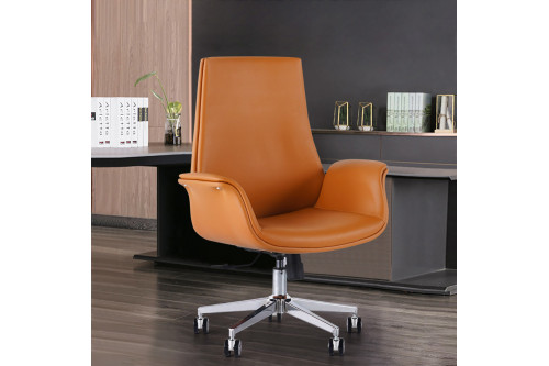 Homary™ Office Upholstered PU Leather Swivel Chair - Orange