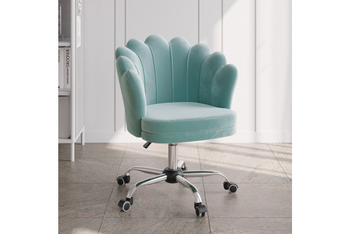 Homary™ Swivel Office Velvet Upholstered Chair - Blue