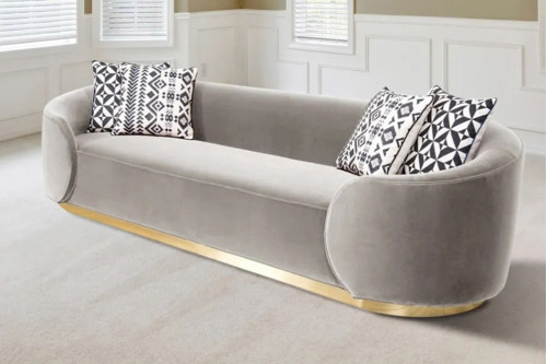 HMR™ 3-Seater Sofa Upholstered Velvet with Pillows - Gray