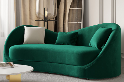 Homary™ Velvet Upholstered 3-Seater Sofa Solid Wood Frame 84" - Green