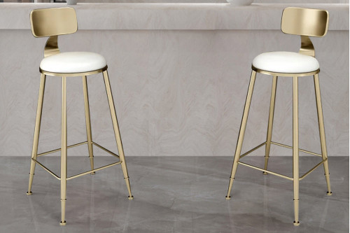 Homary™ Modern Bar Stool with Backs and Footrests 39.8" (Set of 2) - White