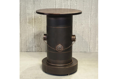 Homary™ Drumbon Industrial Distressed Bar Table with Solid Wood and Round Top 21.7" - Brown