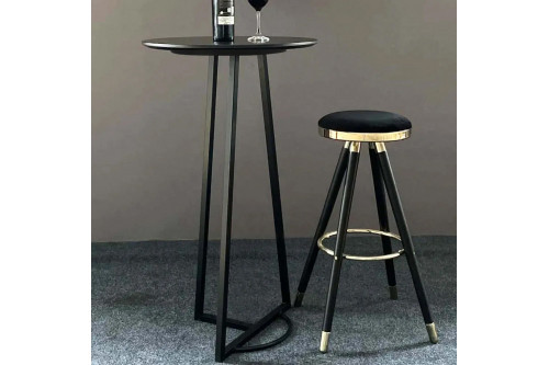 Homary™ Modern Bar Table with Round Top and Metal Legs 23.6" - Black