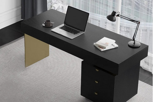 Homary™ Computer Desk with 6 Drawer and Gold Leg - 63"L