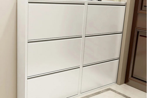 Homary™ Narrow Wall Mounted Shoe Storage Cabinet in Medium - White, 25.7"W