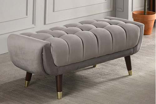 Homary™ Modern Velvet Upholstered Ottoman Bench for End of Bed - Gray