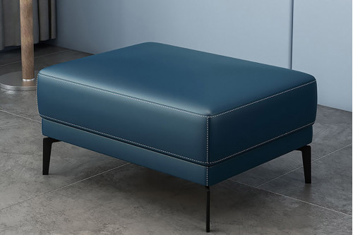 Homary™ Entryway Faux Leather Upholstered Ottoman - Blue