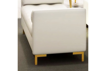 HMR™ Faux Leather Upholstery Tufted Bench Ottoman - 47.2"W, White and Gold