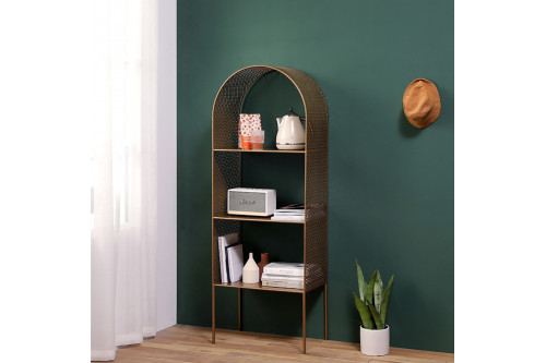 Homary™ 3 Shelf Modern Standing Bookcase - Antique Brass