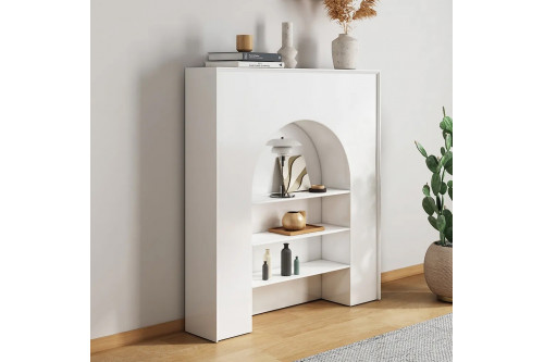 Homary™ 39.4"W x 43.3"H Decorative Fireplace Bookcase Wooden 3-Tier Storage Shelving - White