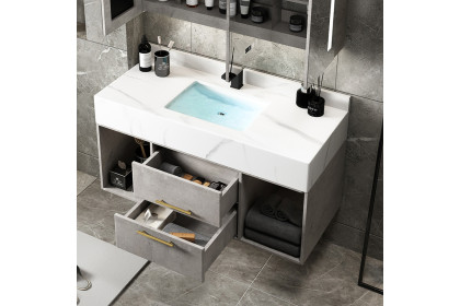 HMR™ 40" Floating Bathroom Vanity with Sintered Stone Top - Gray