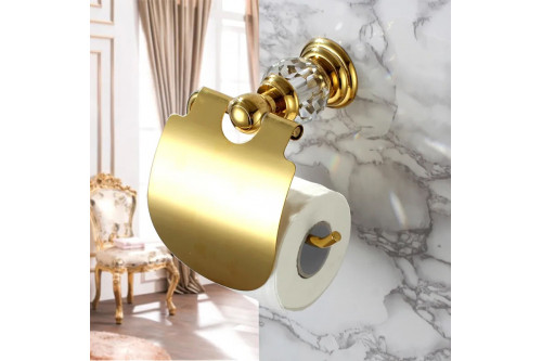 HMR™ Charles Luxury Wall-Mounted Crystal Toilet Paper Holder - Solid Brass, Clear