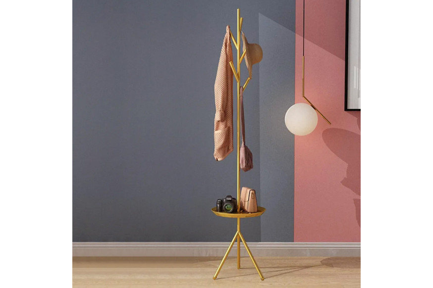 Homary™ Clothing Rack with Table - Gold