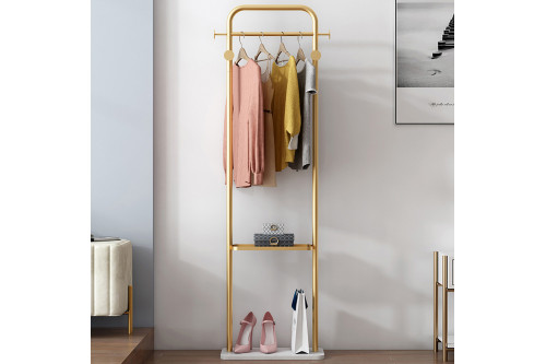 Homary™ 66" Freestanding Rail Cloth Rack with Marble Base - Gold