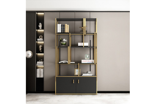 Homary™ 78" 5-Tier Bookshelf with Doors - Small Storage