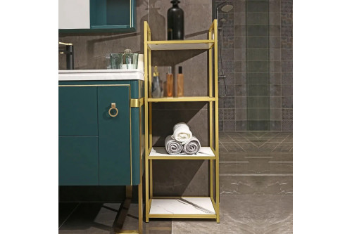 HMR™ Bathroom Freestanding Storage Shelving - Gold and White