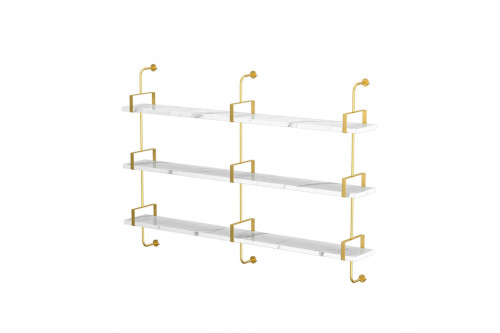 HMR™ 3-Tier Wall-Mounted Long Shelves - White and Gold