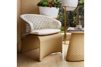 Homary™ Hofer Outdoor Patio Armchair with Cushion Arched Low-Back - White