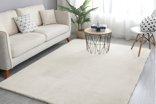 Homary™ Rectangle Faux Rabbit Fur Fluffy Area Rug - Beige, 3" x 5"