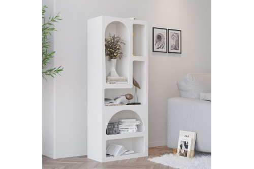 Homary™ 59.1" Wooden Art Deco Arched Bookcase - White
