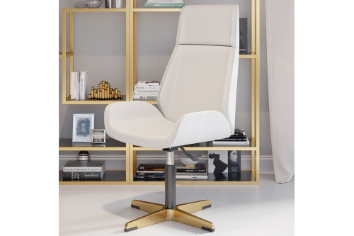 Homary™ Leather Desk Chair High Back Adjustable Swivel - White