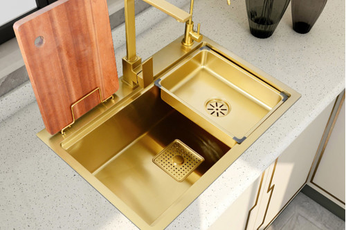 Homary™ 31.5" Drop-in Single-Bowl Stainless Steel Kitchen Sink with Accessories - Gold
