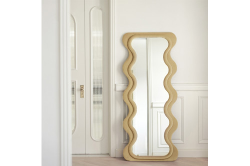 Homary™ Modern Khaki Wavy Floor Mirror with Frame - 29.5"W x 70.9"H