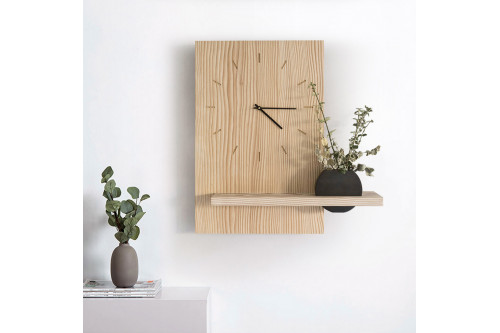 HMR™ Farmhouse Rectangle Wall Clock with Black Vase Decor - Wood