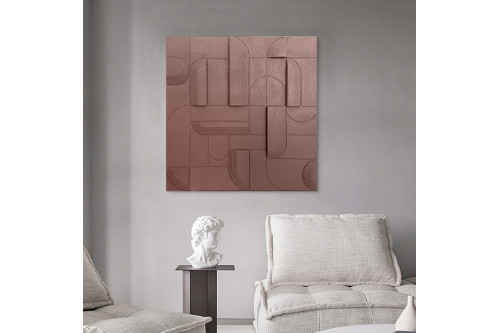 Homary™ 3D Abstract Wood Square Hanging Art in Brown - Brown