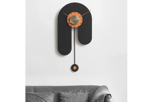 Homary™ Large Wall Clock Irregular Metal Oversized Decorative - Black