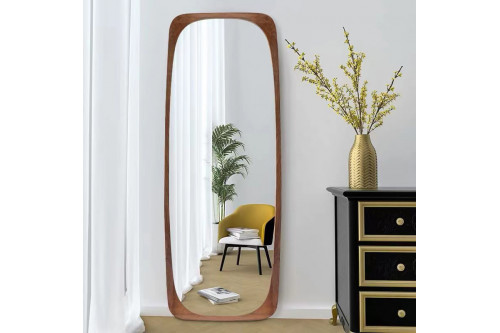 Homary™ Rectangle Full-Length Floor Mirror with Wood Frame - Walnut