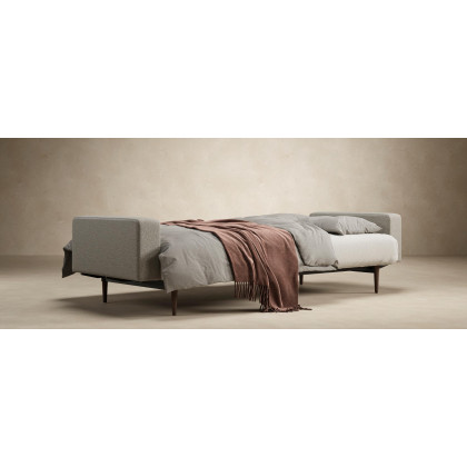 Innovation Living Dublexo Styletto Sofa Bed Dark Wood with Arms - 575 Vivus Dusty Olive