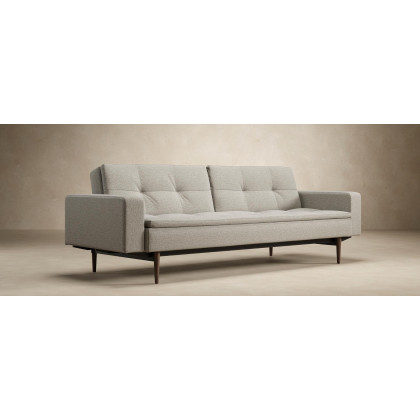 Innovation Living Dublexo Styletto Sofa Bed Dark Wood with Arms - 580 Argus Navy Blue