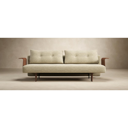 Innovation Living Recast Plus Sofa Bed Dark Styletto with Arms - 554 Soft Mustard Flower