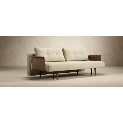 Innovation Living Recast Plus Sofa Bed Dark Styletto with Arms - 554 Soft Mustard Flower