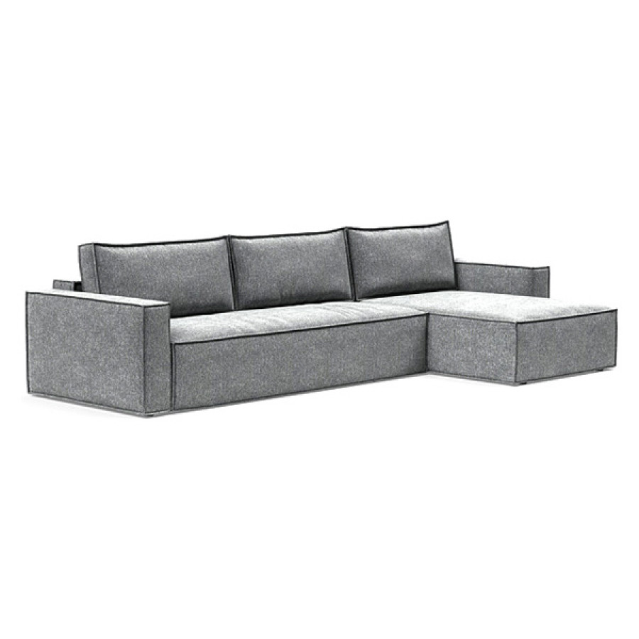 Innovation Living Newilla Sofa Bed With Lounger with Standard Arms - 351 Taura Slate Grey