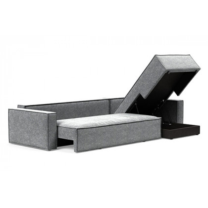 Innovation Living Newilla Sofa Bed With Lounger with Standard Arms - 351 Taura Slate Grey