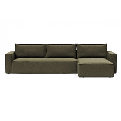 Innovation Living Newilla Sofa Bed With Lounger with Standard Arms - 535 Bouclé Forest Green