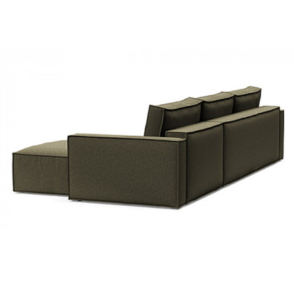 Innovation Living Newilla Sofa Bed With Lounger with Standard Arms - 535 Bouclé Forest Green