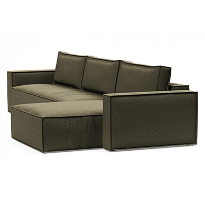 Innovation Living Newilla Sofa Bed With Lounger with Standard Arms - 535 Bouclé Forest Green