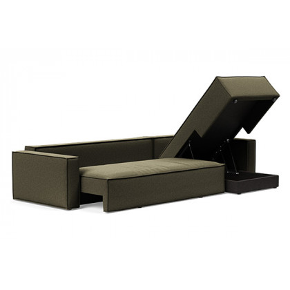 Innovation Living Newilla Sofa Bed With Lounger with Standard Arms - 535 Bouclé Forest Green