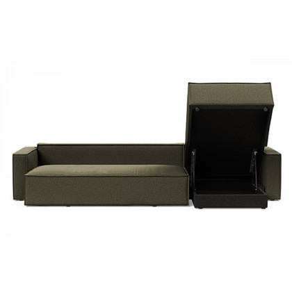 Innovation Living Newilla Sofa Bed With Lounger with Standard Arms - 535 Bouclé Forest Green