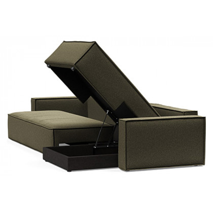 Innovation Living Newilla Sofa Bed With Lounger with Standard Arms - 535 Bouclé Forest Green