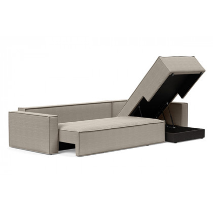 Innovation Living Newilla Sofa Bed With Lounger with Standard Arms - 579 Kenya Gravel