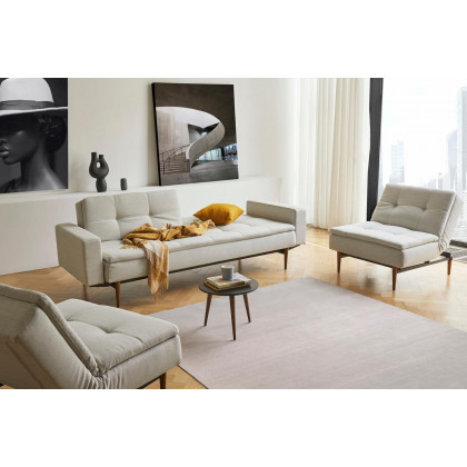 Innovation Living Dublexo Styletto Sofa Bed Dark Wood with Arms - 318 Cordufine Beige