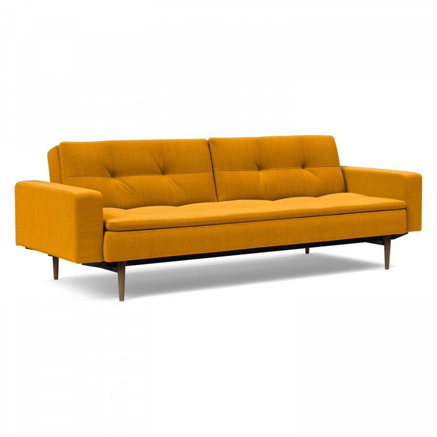 Innovation Living Dublexo Styletto Sofa Bed Dark Wood with Arms - 507 Elegance Burned Curry